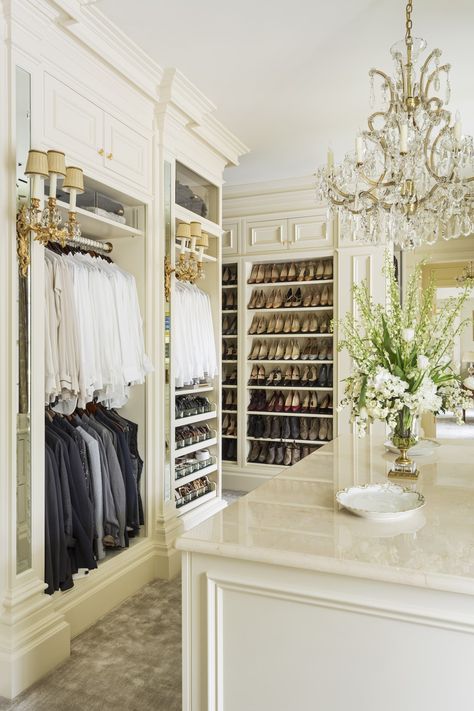 Luxury cream dressing room with leatherlined shoe shelves and pullouts  Closet  Georgian  Traditional by HEATHER HUNGELING DESIGN Clive Christian Kitchens, Gorgeous Closet, Dressing Room Closet, Dream Closet Design, Interior Design Portfolios, Beautiful Closets, Dream Closets, Room Closet, Closet Inspiration