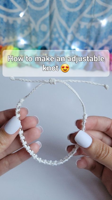 Bracelets By Keara | How I make my adjustable knots 😍 Stay tuned for how I put the bracelet on with it ❤️ #macrame #macramebracelet #squareknotbracelet… | Instagram Friendship Bracelet Slip Knot, How To Secure Bracelets, How To Tie The End Of A Friendship Braclet, Tying A Friendship Bracelet, Thread Bracelets Adjustable, Ways To Tie Friendship Bracelets, Tying Off Friendship Bracelets, Slip Knot For Bracelet, How To Make Adjustable Beaded Bracelets