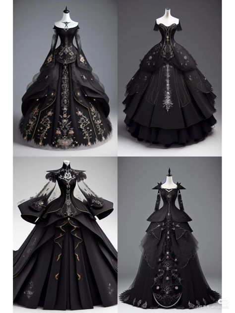 Prom Dresses Expensive, Black And White Fantasy Outfit, Demon Princess Outfit, Gothic Fantasy Dress, Mafia Wife Dress, Dark Fantasy Gown, Old Prom Dresses, Dark Fantasy Fashion, Fantasy Prom Dress