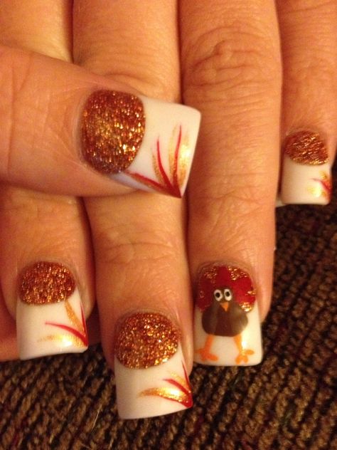 Thanksgiving french mani Thanksgiving Acrylic Nails, Fall Nail Designs Acrylic, Thanksgiving Nails Acrylic, Nail Designs Acrylic, Baseball Nails, Turkey Nails, Swirl Nail Art, Fingernail Art, Thanksgiving Nail Designs