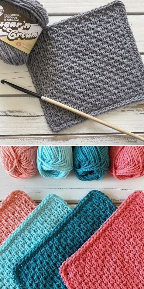 Things To Crochet With Grey Yarn, Crochet Stitches For Blankets Free, Crochet Washcloth Free Pattern, Crochet Washcloth Free, Crochet Dish Cloth Free Pattern, Crochet Washcloths, Crochet Washcloth Pattern, Crochet Potholder Patterns, Cloth Patterns