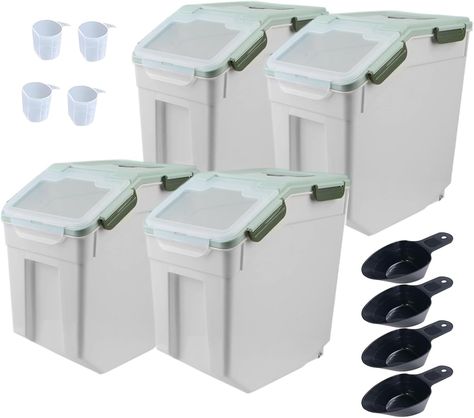 PRICES MAY VARY. Airtight Food Storage Container: The lid of the airtight dog food storage container has 6 buckles and silicone sealing ring, which can keep the food fresh and dry for a long time. Food Grade Material: Large pet food containers is made of premium food grade PP plastic and eco-friendly silicone, non-toxic and safe. Size(approx.): 32x23x36cm/ 12.6x9.05x14.17in (LxWxH). Capacity: Can hold up about 25lb flour/rice and about 20lb of pet food per container. Tip: Capacity will vary depe Large Flour Storage Containers, Flour Storage Containers, Rice Storage Container, Large Food Storage Containers, Flour Storage, Flour Container, Dog Food Storage Containers, Rice Storage, Pet Food Containers