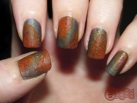 Rusty nails  From http://daily-nail.blogspot.co.uk/2012/03/rusty-nail.html Steampunk Nails, Rusty Nails, Orange Nail Designs, Rusty Nail, Nail Pictures, Daily Nail, Dark Nails, Holographic Nails, Nail Paint