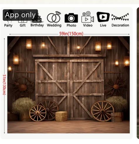 Party Barn Interior, Barn Party Decorations, Cowboy Backdrop, Western Wedding Decorations, Barn Parties, Barn Interior, Party Barn, Stage Backdrop, Wooden House