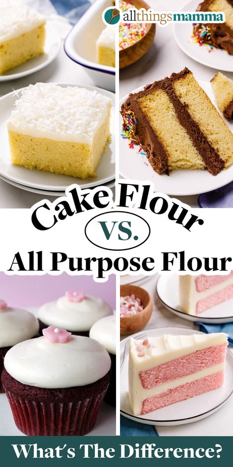 4-image collage showing four different types of cake recipes. Make Cake Flour From All Purpose Flour, Things To Make With Cake Flour, What To Make With Cake Flour, How To Make Cake Flour, What To Make With Flour, Cake Flour Recipe, Butter Cakes, Cake For Boyfriend, Baking 101