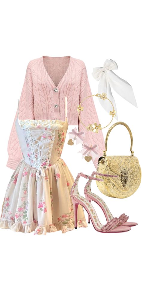 Princess Everyday Outfits, Everyday Princess Outfits, Princess Aurora Outfit Ideas, Pink Palette Princess Outfits, Princess Style Outfits, Aurora Inspired Outfits, Princesscore Outfits Casual, Fairytale Outfits Casual, Princesscore Outfits