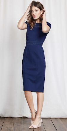 Wednesday's Workwear Report: Hera Ponte Dress - Corporette.com Fond Studio Photo, Imperial Blue, Jersey Wrap Dress, Spotted Dress, Boden Dress, Ponte Dress, Kate Middleton Style, Sophisticated Dress, Capped Sleeve Dress