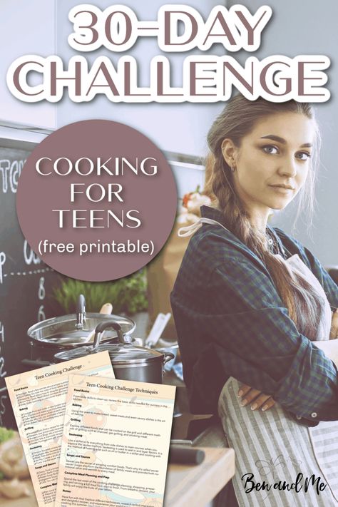 Our Teen Cooking Challenge has 30 cooking activities, divided into six technique categories with five cooking activities in each category. Includes a free printable! #homeschool #30daychallenge #cookingchallenge #kidsinthekitchen #cookingwithkids #teenchallenges Challenge For Teens, Cooking Activities, Creaming Method, Cooking Challenge, Summer Cooking, Cooking Lessons, Home Economics, Cooking Basics, Homeschool Activities