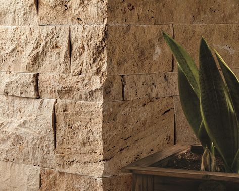 Pitched Travertine Wall Cladding - Natural Stone Wall Cladding Travertine Wall Cladding, Wall Cladding Ideas, Travertine Wall, Cladding Ideas, Natural Stone Cladding, Dry Stack Stone, Retaining Wall Blocks, Wall Fires, Stone Wall Cladding