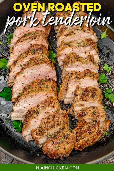 Parmesan Crusted Pork Tenderloin, Pork Tenderloin Recipes In Oven, Oven Roasted Pork Tenderloin, Oven Roasted Pork, Easy Pork Tenderloin Recipes, Plain Chicken Recipe, Montreal Steak Seasoning, Roasted Pork Tenderloin Recipes, Easy Pork Tenderloin