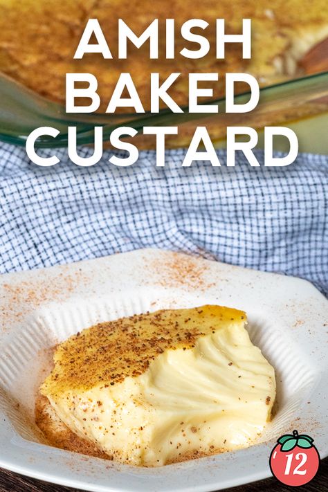 Six ingredients is all you'll need to have a smooth and creamy custard! Amish Baked Custard, Baked Custard Recipe, Baked Custard, Custard Pudding, Types Of Desserts, Egg Custard, Custard Recipes, Custard Pie, Amish Recipes