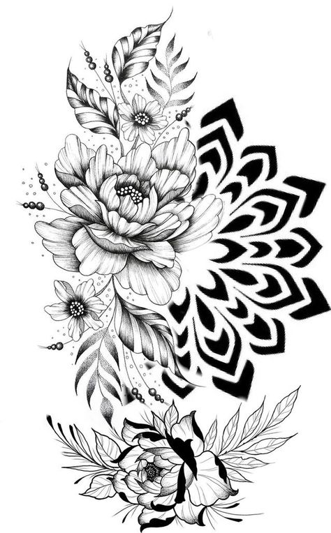 Sleeve Tattoos Floral, Tattoos Feather, Tattoos Feminine, Floral Mandala Tattoo, Masculine Tattoos, Tattoos Love, Mandala Tattoo Sleeve, Tattoo Tiny, Tattoo Mandala