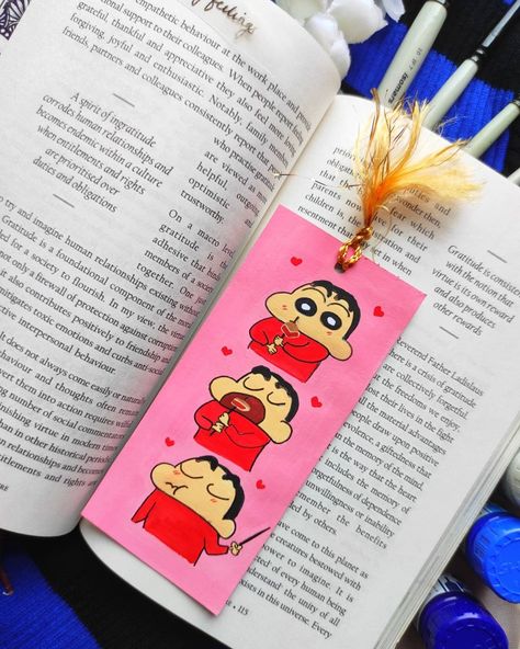 Cartoon Art Shinchan, Cute Cartoon Bookmarks, Doraemon Bookmark, Shinchan Bookmarks, Krishna Bookmark, Cartoon Bookmarks, Handmade Bookmarks Diy, Disney Canvas Art, Sinchan Cartoon