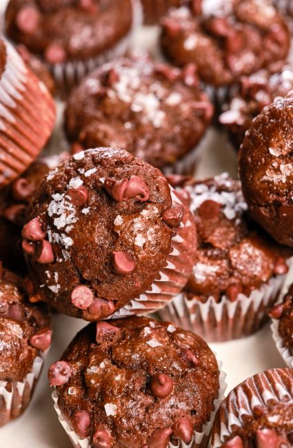 Double Chocolate Chip Mini Muffins | C&H Sugar Chocolate Chip Mini Muffins, Mini Muffin Recipe, Mini Chocolate Chip Muffins, Double Chocolate Chip Muffins, Cocoa Chocolate, Baking Muffins, Mini Muffin Pan, Muffin Recipe, Chocolate Chip Muffins