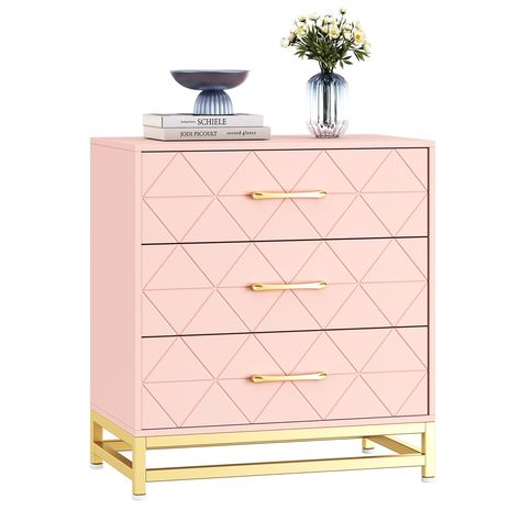 PRICES MAY VARY. 【PERFECT DESIGN】: This chest of drawers with a simple design The white finish, gold handles, and then adding concave and convex lines to the simple engineered wood panel, are perfect for multiple occasions like office, bedroom, and kitchen. Not only can be used as a clothing organizer/lingerie dresser, but also can be an accent storage cabinet for living room. It can easily match any interior style! 【DURABLE & STURDY】: This white dresser for bedroom is made of high quality certi Rustic Chest Of Drawers, Wood Dressers, Dresser Modern, Clothing Organizer, Pink Dresser, Dresser Wood, Dresser With Tv, Dresser Tv Stand, Chest Drawers