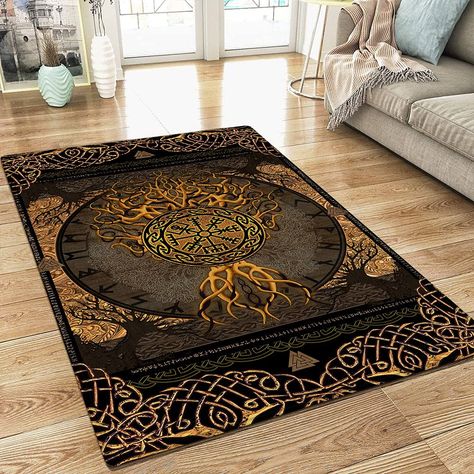 PRICES MAY VARY. EYE-CATCHING VIKING DECOR - Add a touch of style to your home with our Vikings blue rug. Inspired by the beauty of the Nordic light, colors and landscape, this versatile indoor area rug is perfect to be rug for bedroom aesthetic, living room, or dining room rug. VIKING GIFTS FOR MEN - Whether it's a dude who's as obsessed with Norse decor or tree of life decor as you are, or even a total newbie, these gifts make for an extraordinary present. With this Viking rug, your man will b Aesthetic Room Decor Modern, Viking Home, Rug For Room, Viking Home Decor, Viking Decor, Bridesmaid Groomsmen, Vikings Gifts, Modern Room Decor, Christmas Engagement