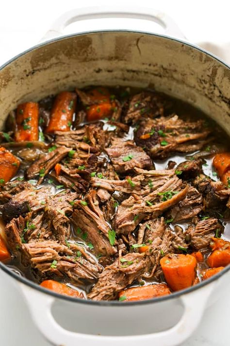 Stovetop Pot Roast - Joyous Apron Roast On The Stove Top, Stovetop Pot Roast, Healthy Pot Roast, Beef Shoulder Roast, Joyous Apron, Pot Roast Crock Pot Recipes, Easy Pot Roast, Chuck Roast Recipes, Sirloin Roast