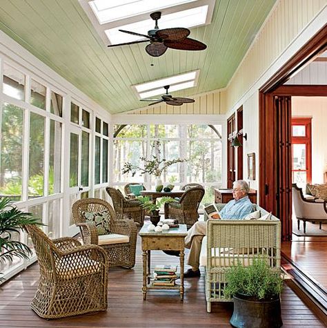 . Building A Porch, Sunroom Designs, House Of Turquoise, Florida Room, Home Porch, House With Porch, Porch Design, Decks And Porches, Screened In Porch