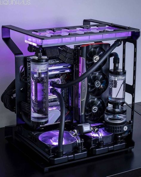 Gaming Setups | Gaming PCs 🎮 on Instagram: “THAT LOOKS CRAZY COOL RIGHT!?🔥🔥🔥💜💜 --------------------------------------------------------------------------------------------- Follow me…” Custom Pc Desk, Custom Computer Case, Diy Pc, Build A Pc, Best Gaming Setup, Pc Builds, Computer Gaming Room, Gaming Pc Build, Computer Desk Setup