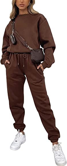 amropi Women's Tracksuit Set Pullover Sweatshirt and Jogging Pants Warm Sweatsuit Coffee, XL : Amazon.co.uk: Fashion Sweatsuits For Women, Sweatsuit Outfits, Sweat Suits Women, Sweatsuit Outfit, Matching Sweats, Sweat Sets, Sweatsuit Set, Sweat Set, Jogging Suit