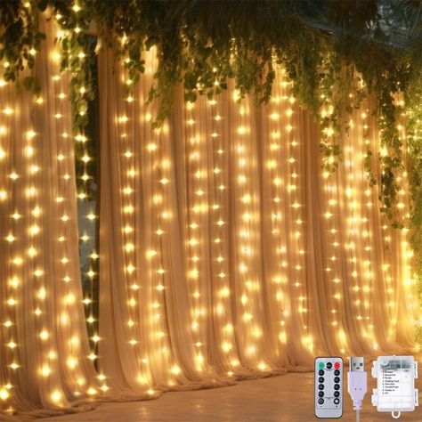 PRICES MAY VARY. [8 Modes Settings and Auto Timer] these LED curtain string lights come with remote control with 8 light modes: combination, waves, sequential, slow glow, chasing/flash, slow flash, twinkle/flash and steady on. The fairy curtain lights also have a memory function, convenient for your next use, easy to set up and with nice brightness, ideal for Christmas curtain decor, add a nice touch to your Christmas; Note: remove the insulating gasket before use the remote control [13 Light St Christmas Curtain Decor, Fairy Light Curtain, Tapestry Backdrop, Window Wall Hanging, Waterfall Lights, Wall Hanging Lights, Bedroom Christmas, Led Curtain Lights, Photo Balloons