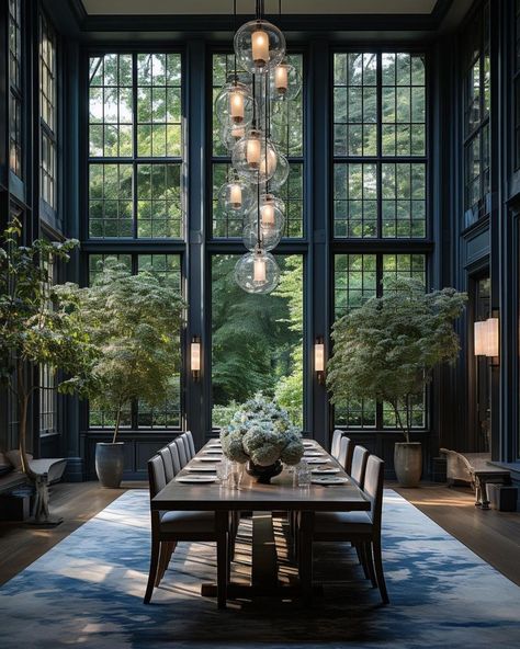 Palatial Dining Room Embraced by Majestic Greenery 20 Person Dining Room Table, Extra Large Dining Table, Palace Dining Room, Large Dining Room Ideas, Rustic Modern Dining Room, Palatial Interiors, Artsy Interior Design, Apartment Concept, Formal Dining Rooms