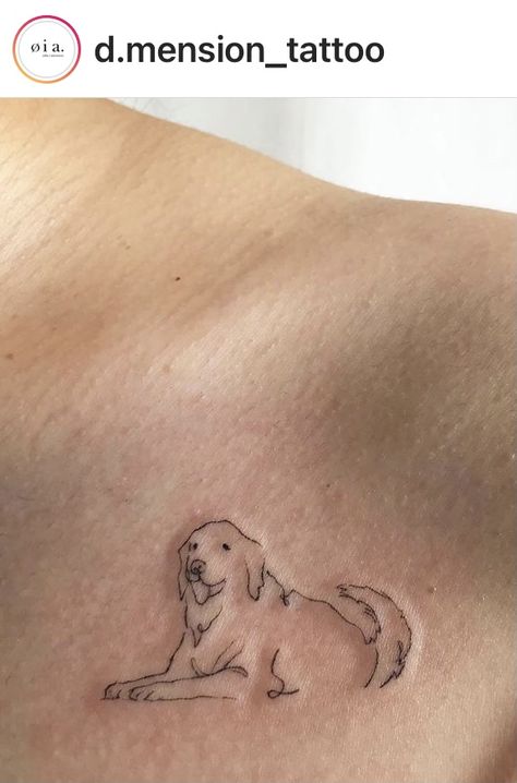 Simple Cute Dog Tattoo, Dog Tattoo Ideas Golden Retriever, Simple Dog Tattoos For Women, Dogs Tattoo Small, Tiny Labrador Tattoo, Chesapeake Bay Retriever Tattoo, Small Dog Outline Tattoo, Simple Labrador Tattoo, Golden Retriever Fine Line Tattoo