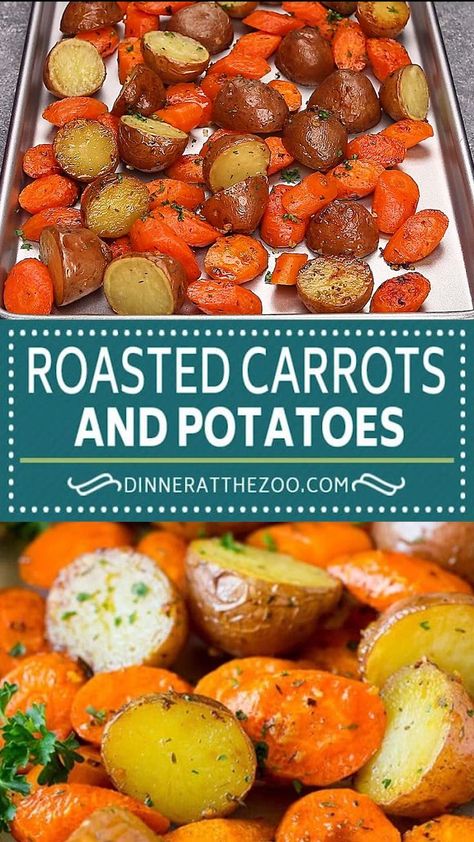 Roasted Carrots And Potatoes, Carrots Recipe Healthy, Roasted Potatoes And Carrots, Potatoes And Carrots, Amazing Food Videos, Resep Diet, Carrots And Potatoes, Carrot Recipes, Health Dinner Recipes