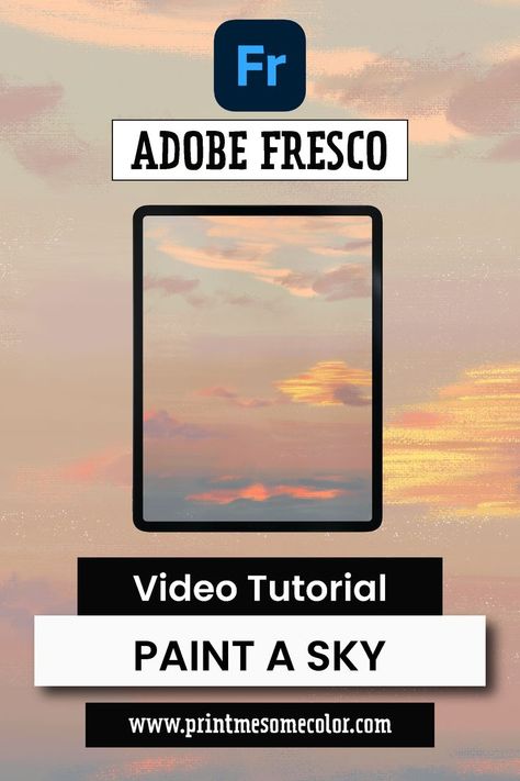 Painting Skies, Cloud Tutorial, Digital Art Tutorial Beginner, Photoshop Brushes Free, Adobe Tutorials, Sky Art Painting, Adobe Illustrator Graphic Design, Adobe Fresco