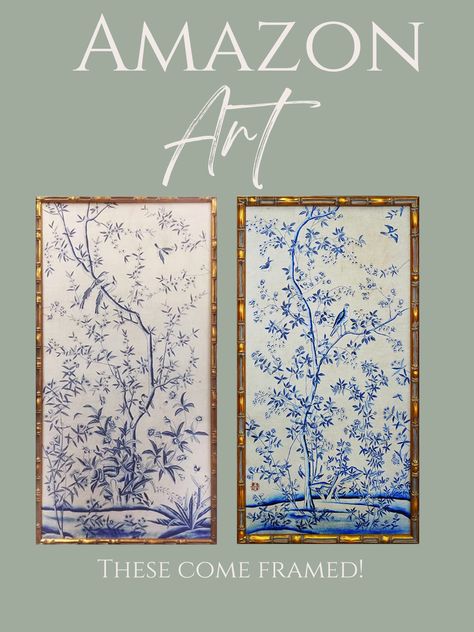 Modern Glam Living Room Wall Art, Chinoiserie Style Living Room, Blue Chinoiserie Dining Room, Chinoiserie Panels Bedroom, Pink And Blue Chinoiserie Bedroom, Chinoseries Art Blue, Painted Wall Panels, Chinoiserie Bedroom Ideas, Blue And White Office Decor