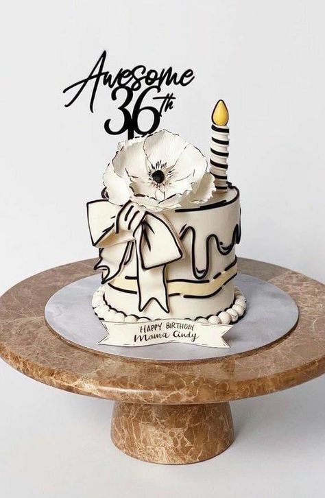 Favorite Things Cake Design, Beautiful Cake Designs Awesome, 36 Cake Birthday, Cartoon Bday Cake, Cartoon Cake Ideas Birthday, Comic Book Cakes, 71 Birthday Party Ideas, Interior Design Cake Ideas, Unique Cake Design For Women