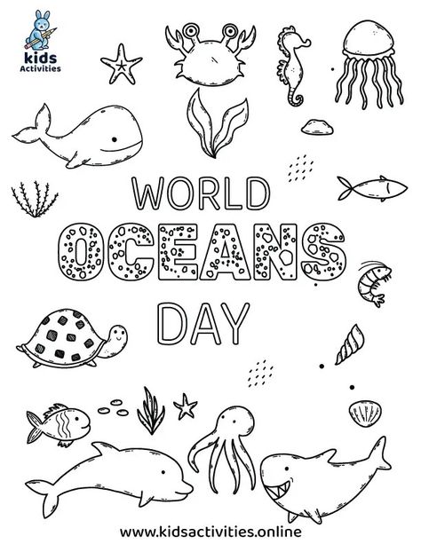 Kindergarten World Ocean Day Activities ⋆ Kids Activities Ocean Day Activities For Kids, World Ocean Day Activities For Kids, World Ocean Day Activities, Ocean Day Activities, Water Day Activities For Kids, Sea Animals Activities, Ocean Animals For Kids, Kids Camp Activities, Ocean Words