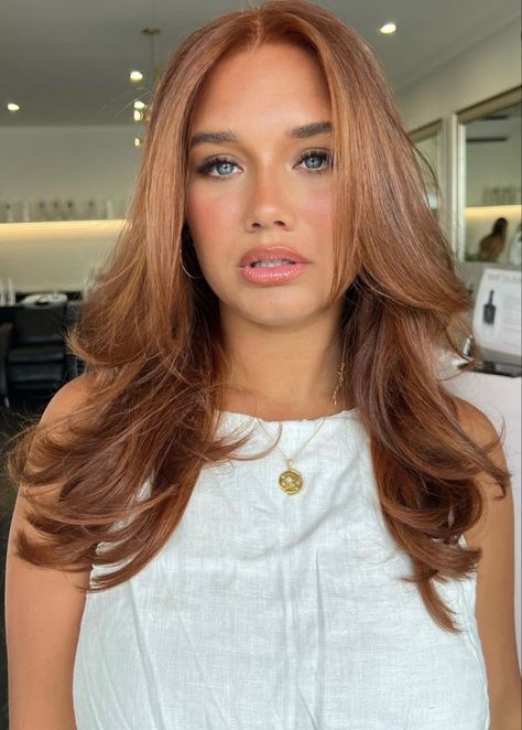 Copper Hairstyles Color, Fudge Hair Colour, From Copper To Ash Brown, Cowgirl Copper Balayage Brunette, Redish Brown Hair Color For Summer, Natural Copper Brown Hair, Dusty Copper Hair, Orange Hair With Brown Roots, Cooper Hair Dark Roots