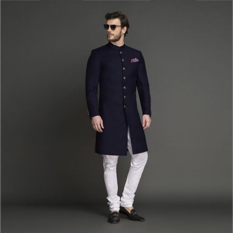 Wedding Suit Men, Mens Ethnic Wear, Indowestern Sherwani, Blue Sherwani, Groom Sherwani, Wedding Kurta For Men, Sherwani For Men, Navy Blue Suit, Suit Men