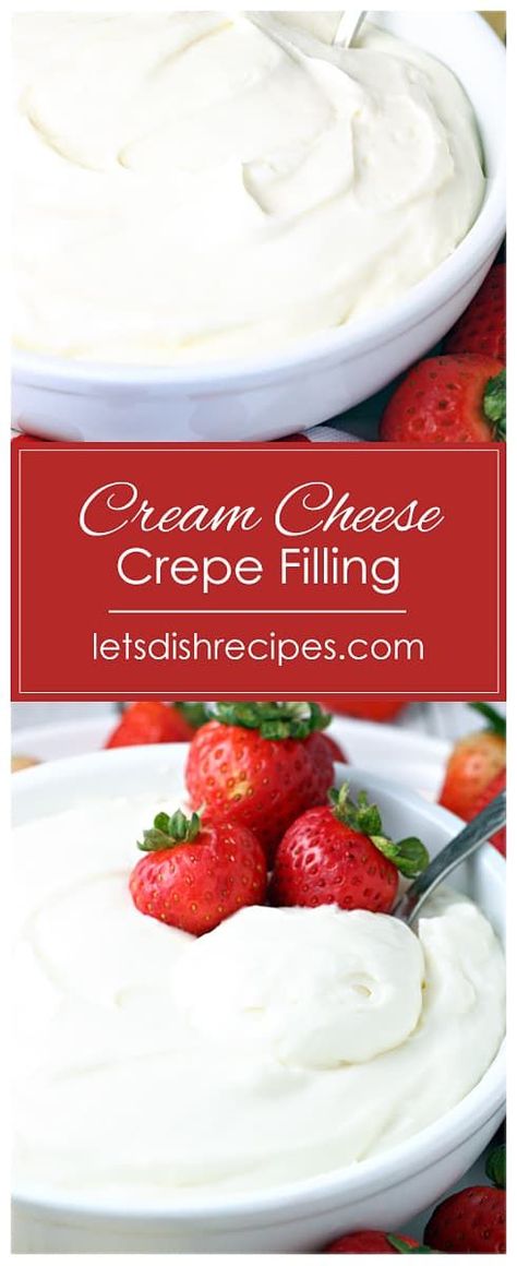 Pancakes With Cream Cheese Filling, Cream Cheese Sauce Sweet, Crepe Cream Cheese Filling Recipes, Cream Filling For Crepes, Crepe Videos, Crepe Filling Ideas Sweet, Cream Cheese Filling For Crepes, Strawberry Cream Cheese Crepes, Crepe Filling Recipe