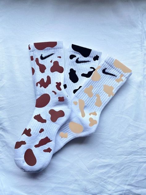 Nike, cow print, brown aesthetic Cow Socks, Style Socks, Nike Socks, Cow Print, Cow, Track, Socks, Nike, Etsy Uk