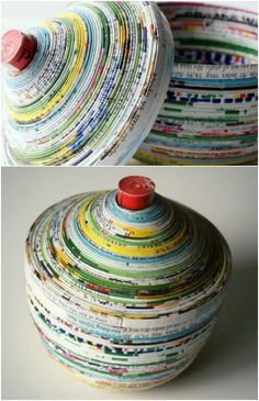 Old Magazine Crafts, Rolled Magazine Art, Recycled Magazine Crafts, Newspaper Crafts Diy, Recycled Paper Crafts, Kerajinan Diy, Recycled Magazine, Recycled Magazines, Magazine Crafts