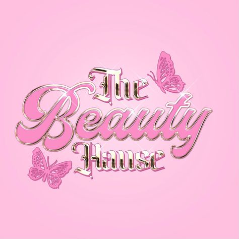 Pink and Gold Glam Groovy Beauty Logo! Nails Pfp Logo, House Of Beauty Logo, Beauty Studio Logo Design, Beauty Brand Logo Ideas, Beauty Logo Design Ideas Graphics, Cute Logo Design Pink, Graphic Designer Logo Ideas, Girly Logo Design Ideas, Nail Salon Logo Design Ideas