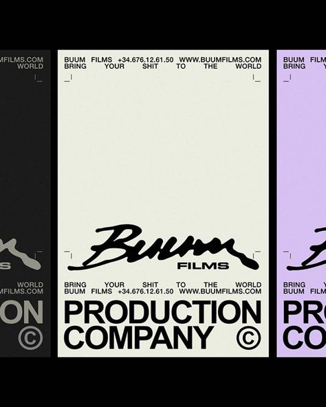 Stunning brand identity by Spanish designer @mxgener.studio for creative production house @buumfilms 🎥 Mucho love 🤍 | Instagram Product Identity Design, Cool Brand Identity, Brand Identity Typography, Creative Studio Brand Identity, Id Graphic Design, Design Studio Brand Identity, Graphic Design Studio Branding, Art Studio Branding, Production Studio Design