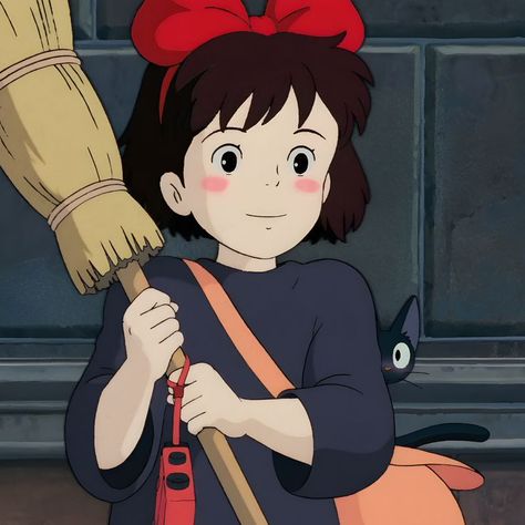 Kikis Delivery Service Icon, Kikis Delivery Service Aesthetic, Kiki's Delivery Service Cat, Anime Witches, Service Cat, Studio Ghibli Characters, Anime Witch, Kiki Delivery, Ghibli Artwork