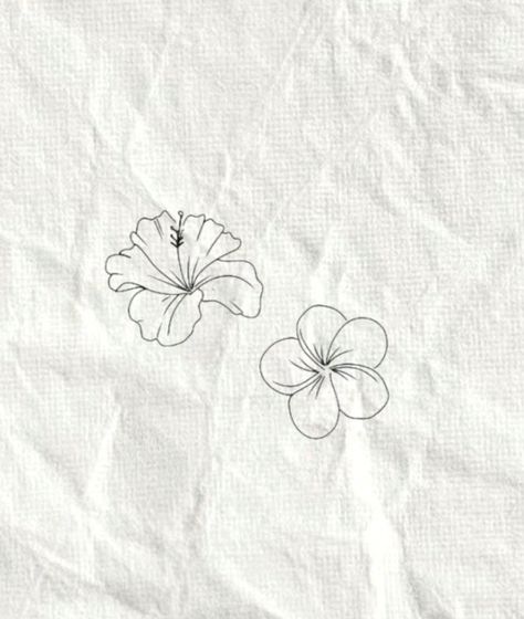 Lily Hibiscus Tattoo, Plumeria Tattoo Stencil, Colombian Flower Tattoo, Hibiscus Tattoo On Back, Fineline Hibiscus Tattoo, Hibiscus Plumeria Tattoo, Tattoo Ideas Lily Flower, Plumeria Hibiscus Tattoo, Hibiscus Line Drawing