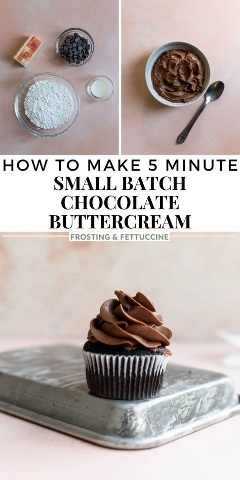 This small batch buttercream is made with melted chopped chocolate instead of cocoa powder for that extra rich flavor. It makes just enough frosting for 6 cupcakes. You will love how easily this fluffy chocolate buttercream comes together! Chocolate Frosting Small Batch, Small Batch Of Buttercream Frosting, Small Batch Of Chocolate Frosting, Chocolate Buttercream With Melted Chocolate, Small Batch Chocolate Buttercream, Small Batch Chocolate Frosting Recipe, Small Batch Chocolate Buttercream Frosting, Chocolate Chip Buttercream Frosting, Chocolate Frosting With Melted Chocolate