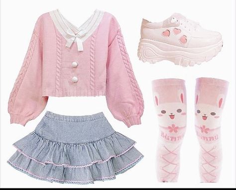 Kawaiicore Outfit Ideas, Kawaii Outfit Ideas For School, Littlespacecore Outfits, Cutecore Outfit Ideas, Outfit Inspo Kawaii, Kuromi Pink, Pink Lana Del Rey, Ropa Coquette, Cutecore Clothes