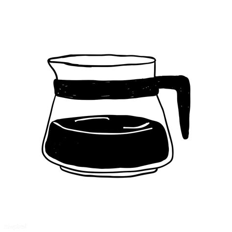 V60 Drawing, Coffee Pot Illustration, V60 Tattoo, Coffee Pot Tattoo, Coffee Pot Drawing, Coffee Draw, Coffee Doodles, Cafe Logos, Coffee Illustrations