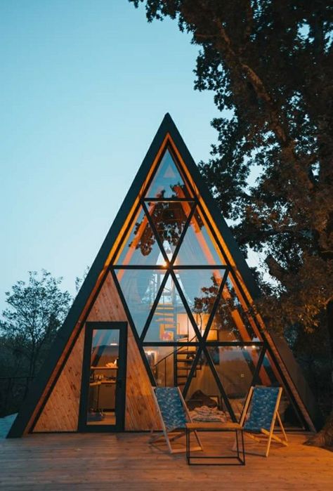 A-frame Interior, A Frame Cabin Plans, Triangle House, A Frame Cabins, A Frame House Plans, Frame Cabin, Hair Prom, A Frame Cabin, A Frame House