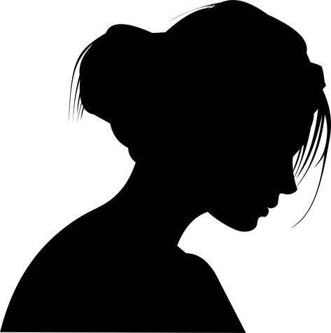 Female Silhouette Drawing, Black Sillhoute, Silhouette Drawing Ideas, Female Silhouette Art, Female Picture, Silhouette Face, Head Clipart, Black Profile, Silhouette Head