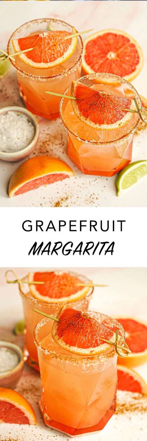 Spicy Grapefruit Margarita Recipe | The Edgy Veg Grapefruit Margarita Recipe, Grapefruit Margarita, Edgy Veg, Grapefruit Cocktail, Beverage Recipes, Vegan Mexican, 5 De Mayo, Easy Drinks, Margarita Recipe