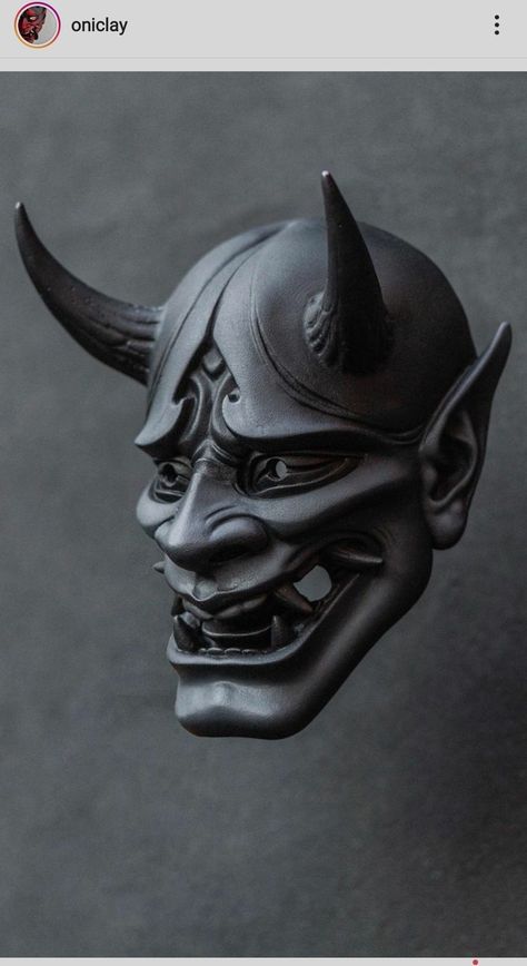 Oni Mask Side View, Forehead Piercing, Oni Mask Tattoo Design Ideas, Oni Mask Tattoo Design, Mascara Hannya, Hanya Mask Tattoo, Hannya Maske, Masque Hannya, Oni Maske