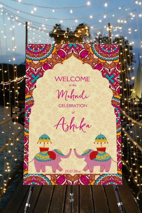 Mehndi welcome sign cute elephants pink mandala background mahndi welcome board Mehndi Board Ideas, Mehendi Sign Boards, Mehendi Welcome Sign, Mehandi Background Decoration, Wedding Boards Signs Entrance Indian, Mehendi Welcome Board Ideas, Mehndi Sign Board, Mehandi Welcome Board, Mehndi Welcome Sign