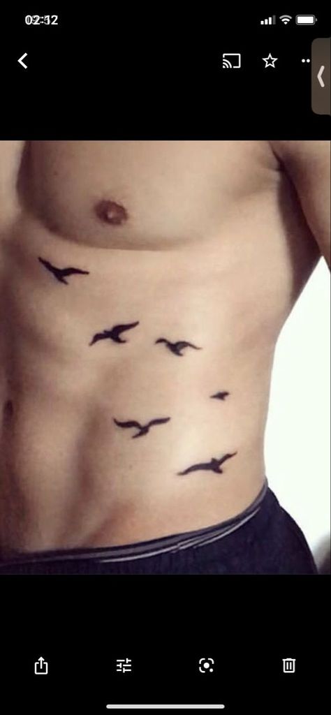 Birds tattoo Birds Flying Tattoo Ribs, Side Body Tattoos Ribs Men, Birds On Ribs Tattoo, Small Bird Tattoo Men, Ab Tattoo Men, Waist Tattoos Men, Chest Tattoo Birds, Tattoos For Guys Shoulder, Tattoos Men Shoulder